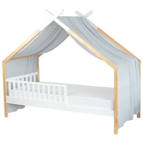 Ciel de lit cabane toile en gaze de coton jeanne 420 x 130 cm Beige+Blanc+Bleu+Camel+Écru+Gris clair+Marron+Rose+Terracotta+Vert de gris 17 - vertbaudet enfant 