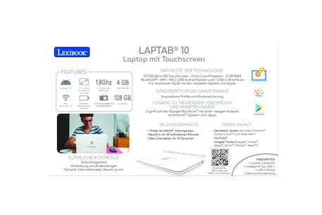 Laptab 10 : ordinateur android tactile 10' avec contenu éducatif et contrôle parental Blanc 4 - vertbaudet enfant 