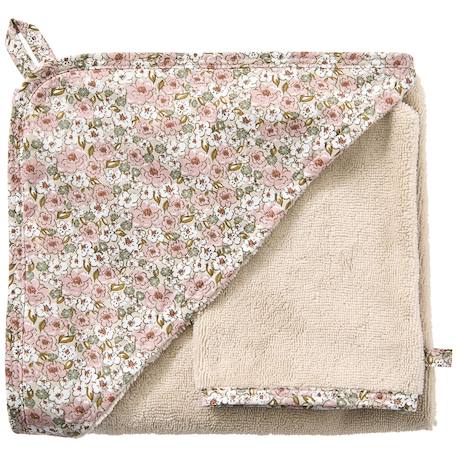 Cape de bain bambou + gant afternoon tea Rose, marron, vert 1 - vertbaudet enfant 