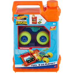 Jouet-Jeux d'imagination-Voitures et animaux télécommandés-Coffret monster trucks jerrican Hot wheels