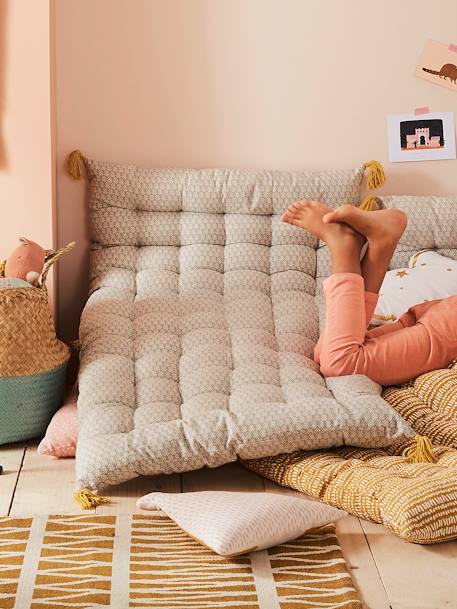 Matelas de sol avec pompons gris clair imprimé 1 - vertbaudet enfant 