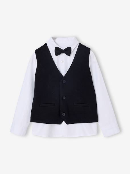Ensemble garçon chemise et gilet noël noir 1 - vertbaudet enfant 