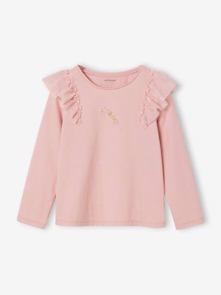 Ensemble fille noël jupon en tulle et t-shirt à volants rose poudré 2 - vertbaudet enfant 