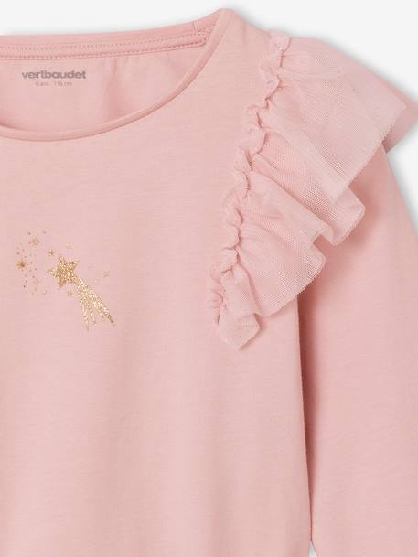 Ensemble fille noël jupon en tulle et t-shirt à volants rose poudré 5 - vertbaudet enfant 