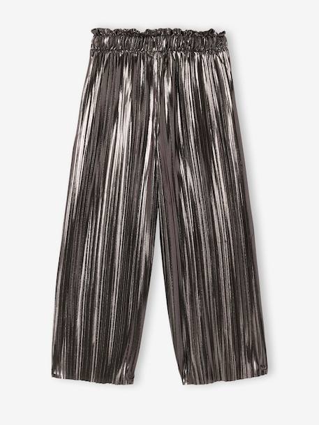 Pantalon fille large lamé plissé argent 2 - vertbaudet enfant 