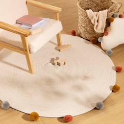 Linge de maison et décoration-Décoration-Tapis rond avec pompons - arlequin