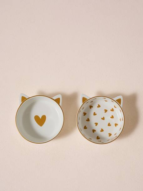 Lot de 2 gamelles pour chat en céramique blanc imprimé+écru 4 - vertbaudet enfant 
