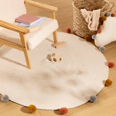 Tapis rond avec pompons - arlequin Beige 4 - vertbaudet enfant 