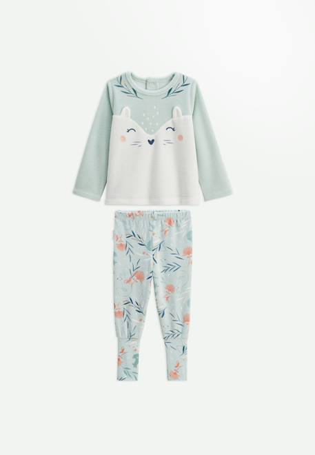 Pyjama bébé 2 pièces en velours à pieds retroussables dina Bleu 1 - vertbaudet enfant 
