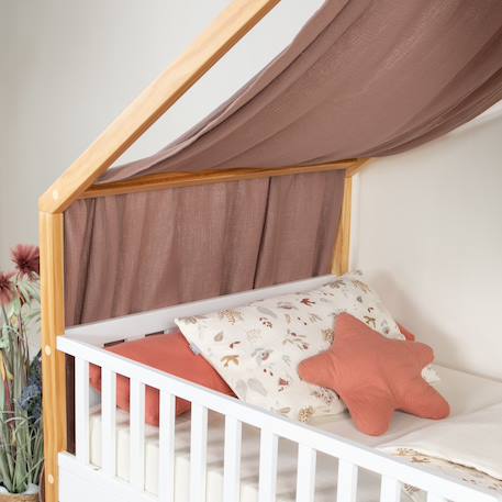 Ciel de lit cabane toile en gaze de coton jeanne 420 x 130 cm Beige+Blanc+Bleu+Camel+Écru+Gris clair+Marron+Rose+Terracotta+Vert de gris 23 - vertbaudet enfant 