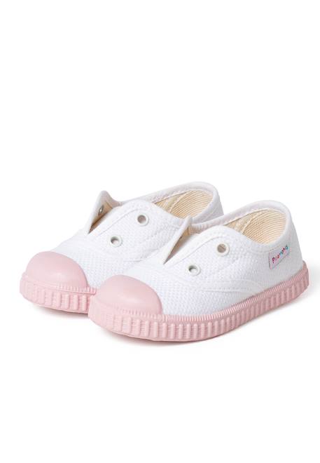 Baskets blanches sans lacets semelle de couleurs Rose 3 - vertbaudet enfant 