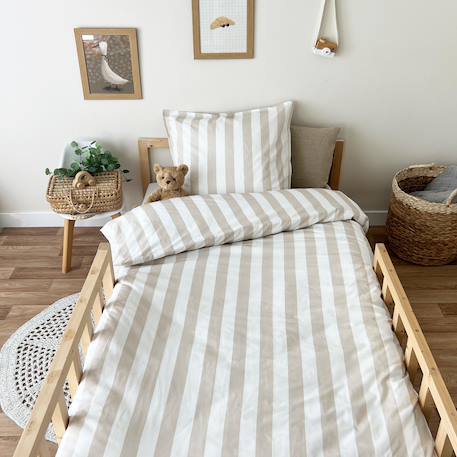 Parure de lit percale coton bio Marceau+Oscar+Petits cœurs+Solal beige 20 - vertbaudet enfant 