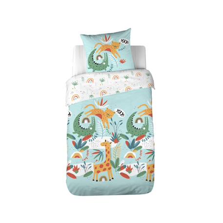Parure de lit coton réversible Turquoise 2 - vertbaudet enfant 