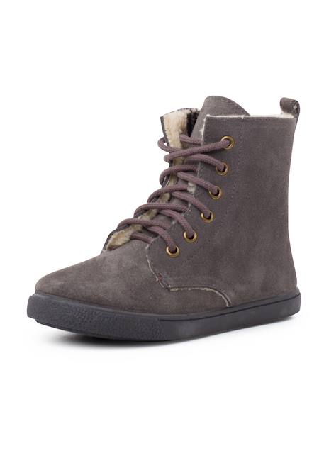 Botte en peau de mouton avec lacets latéraux à glissière Gris+Taupe 2 - vertbaudet enfant 