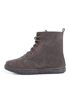 Chaussures-Chaussures fille 23-38-Botte en peau de mouton avec lacets latéraux à glissière
