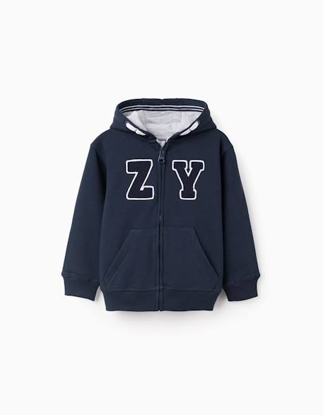 Gilet Zippé Teddy Garçon Vertbaudet - Bleu Grisé 100% Coton Taille 12A