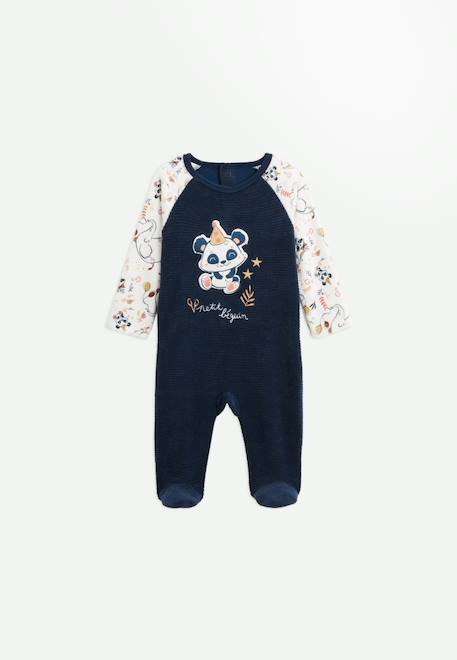 Pyjama bébé en velours cirque d'automne Bleu 1 - vertbaudet enfant 