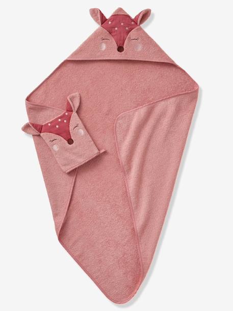 Cape de bain et gant de toilette Biche blush+vert 2 - vertbaudet enfant 