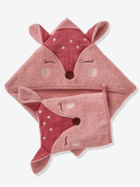 Cape de bain et gant de toilette Biche blush+vert 3 - vertbaudet enfant 