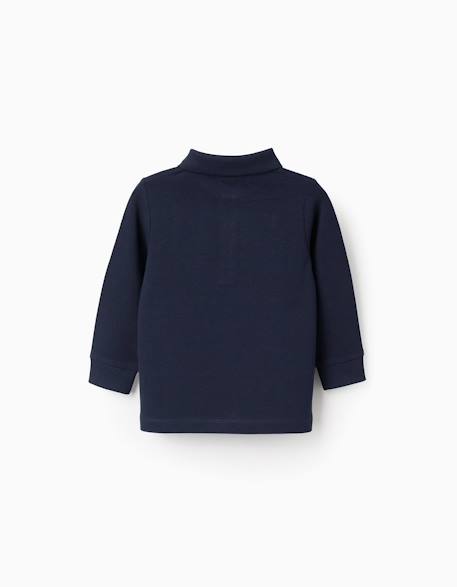 Polo à manches longues en coton Bleu foncé 2 - vertbaudet enfant 