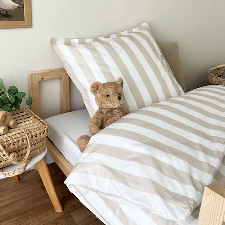 Parure de lit percale coton bio Marceau+Oscar+Petits cœurs+Solal beige 21 - vertbaudet enfant 