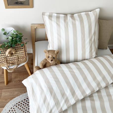 Parure de lit percale coton bio Marceau+Oscar+Petits cœurs+Solal beige 18 - vertbaudet enfant 