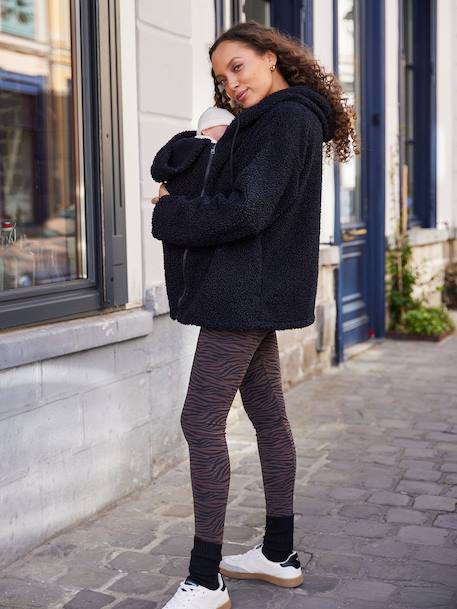 Sweat zippé en sherpa évolutif avec protège bébé écru+noir 14 - vertbaudet enfant 