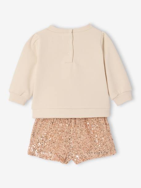 Ensemble bébé fille noël sweat short à sequins or 6 - vertbaudet enfant 