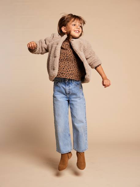 Veste fille sherpa doublée léopard collection capsule mère-fille taupe 5 - vertbaudet enfant 