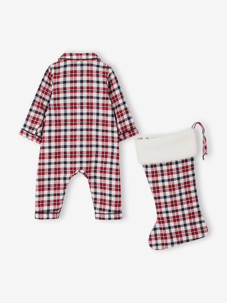 Ensemble bébé mixte combinaison + chaussettes à carreaux Noël rouge 2 - vertbaudet enfant 