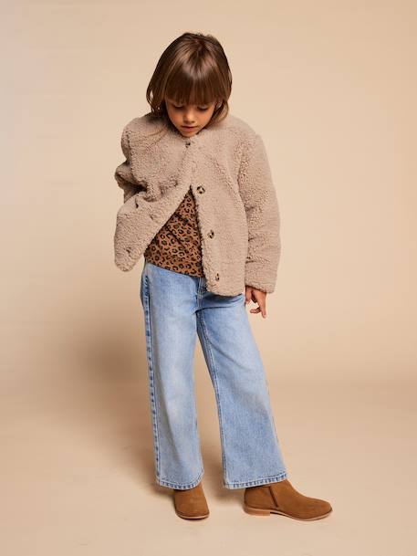 Veste fille sherpa doublée léopard collection capsule mère-fille taupe 2 - vertbaudet enfant 
