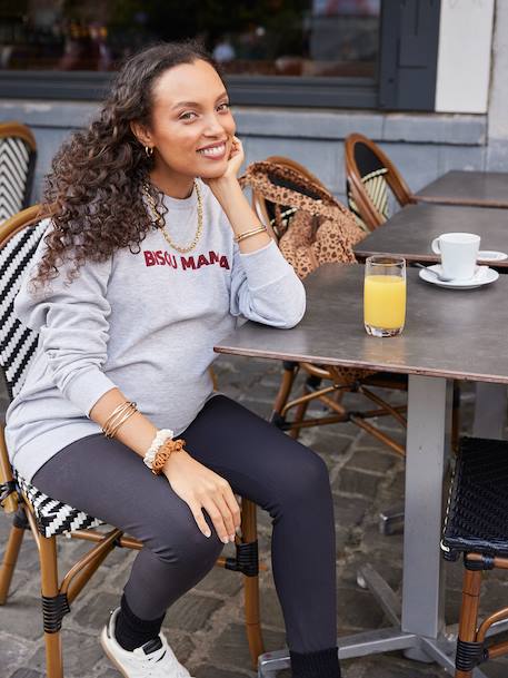 Ensemble sweat 'bisou mama' et legging grossesse et postpartum gris chiné 2 - vertbaudet enfant 