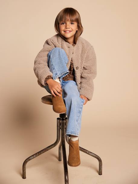 Veste fille sherpa doublée léopard collection capsule mère-fille taupe 4 - vertbaudet enfant 