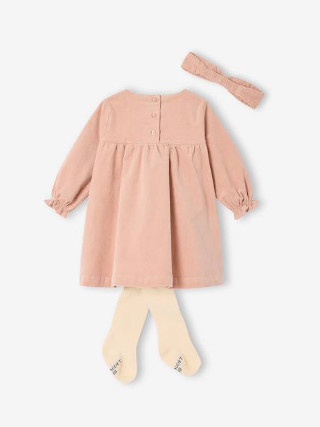 Ensemble bébé fille robe bandeau collants coffret cadeau Noël rose poudré 2 - vertbaudet enfant 