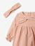 Ensemble bébé fille robe bandeau collants coffret cadeau Noël rose poudré 3 - vertbaudet enfant 