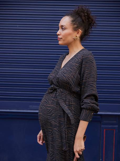 Robe longue grossesse et allaitement motif zébré chocolat 7 - vertbaudet enfant 