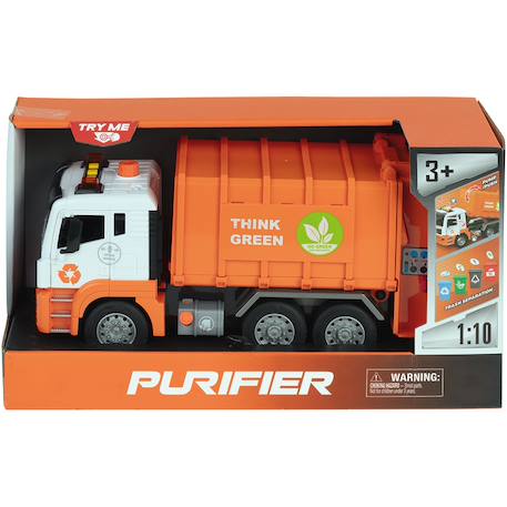 Camion poubelle son et lumière 30cm Orange 1 - vertbaudet enfant 