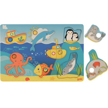Puzzle avec images cachées - animaux marins Bleu 1 - vertbaudet enfant 