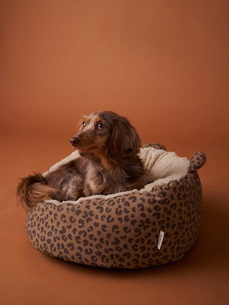 Panier matelassé pour chat et chiens marron imprimé 1 - vertbaudet enfant 