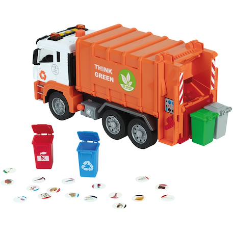 Camion poubelle son et lumière 30cm Orange 2 - vertbaudet enfant 