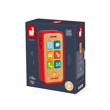 Téléphone sonore en bois Rouge 6 - vertbaudet enfant 