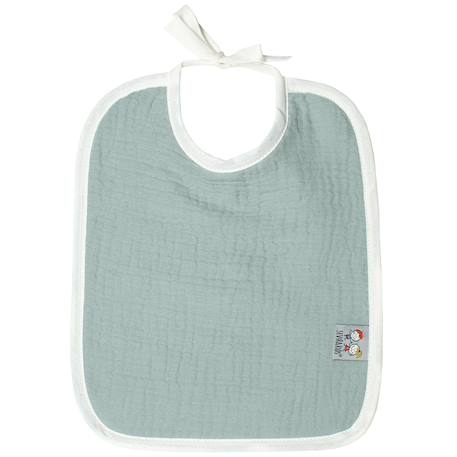 Bavoir à nouer en gaze de coton Jeanne Made in France Beige+Blanc+Bleu+Camel+Écru+Rose+Terracotta+Vert de gris 28 - vertbaudet enfant 
