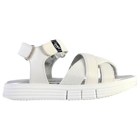 Sandales en cuir  à scratch Blanc 1 - vertbaudet enfant 