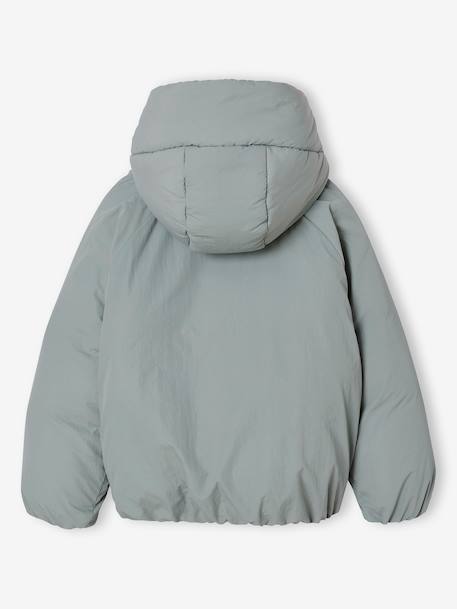 Doudoune fille croisée à capuche vert de gris 3 - vertbaudet enfant 
