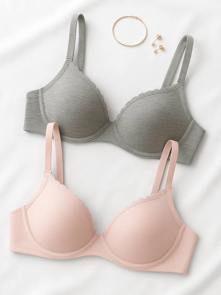 Lot de 2 soutiens-gorge grossesse et allaitement gris chiné + rose 1 - vertbaudet enfant 
