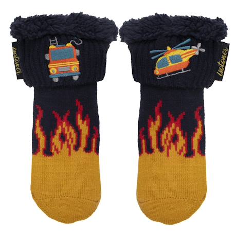 Bébé-Chaussettes, Collants-Chaussettes fourrées garçon bleu canard