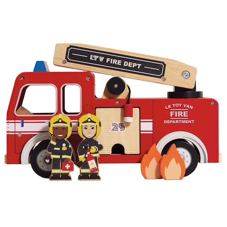 Camion de pompier en bois Rouge 1 - vertbaudet enfant 