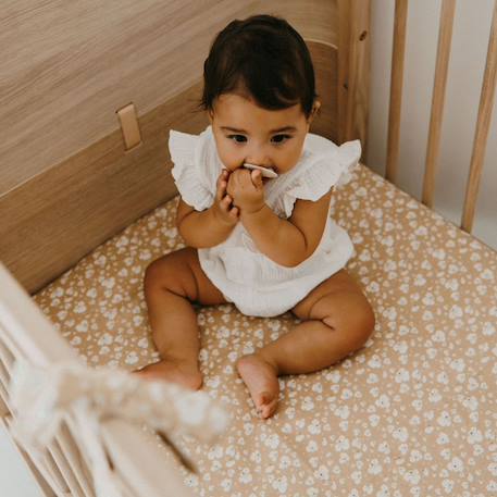 Drap housse indian summer (60 x 120 cm) Beige foncé, blanc 2 - vertbaudet enfant 