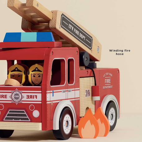Camion de pompier en bois Rouge 4 - vertbaudet enfant 