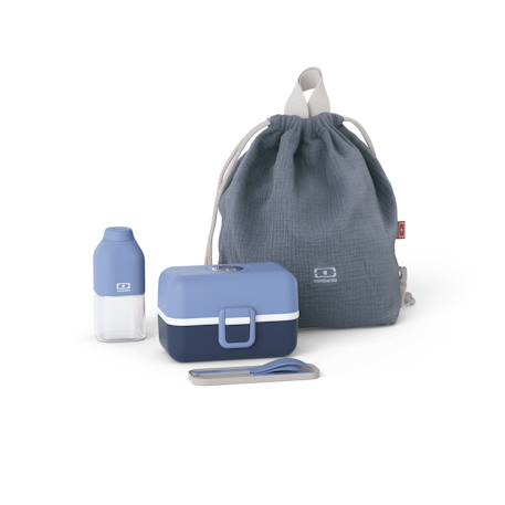 Set boite à goûter enfant avec bouteille, couverts et sac à dos Bleu infinity+Rose blush 1 - vertbaudet enfant 